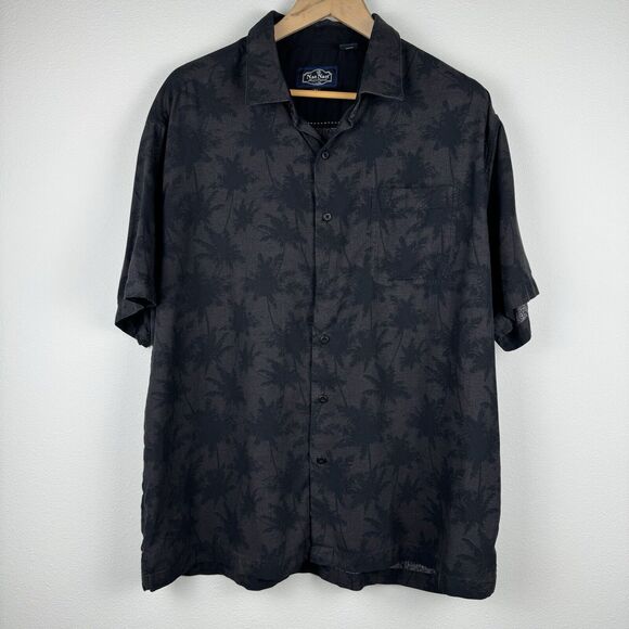 Nat Nast Short Sleeve Silk Button Up Shirt Size XL Men's Hawaiian Floral Black - Picture 1 of 6